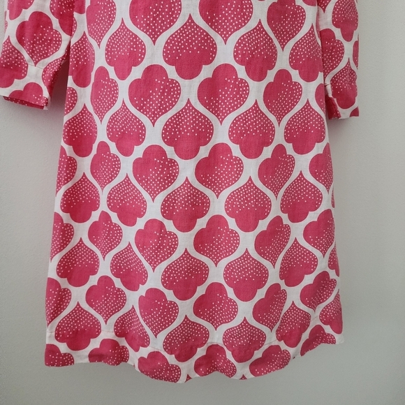 Boden Linen Tunic Dress Pink And White Moroccan Print Size 4 - Picture 4 of 13